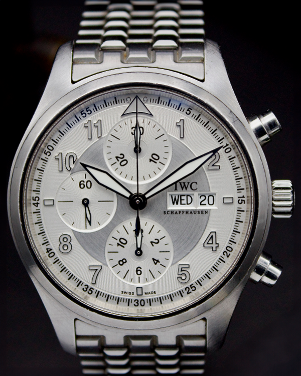 IWC Schaffhausen Pilot Spitfire Chronograph 42MM Silver Dial Steel Bracelet (IW371705)