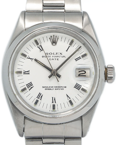 Rolex Oyster Perpetual Date Vintage 34MM White Dial Oyster Bracelet (1500)