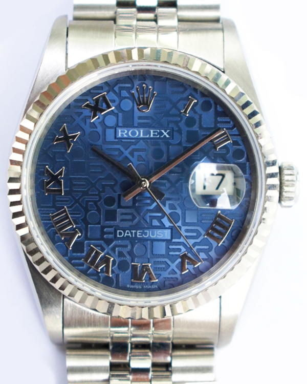 Rolex Datejust 36MM Steel and White Gold Blue Roman Dial (16234)