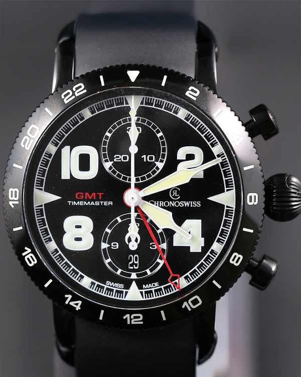 Chronoswiss Timemaster Chrono GMT 44MM Black Dial Rubber Strap (CH7555.1)