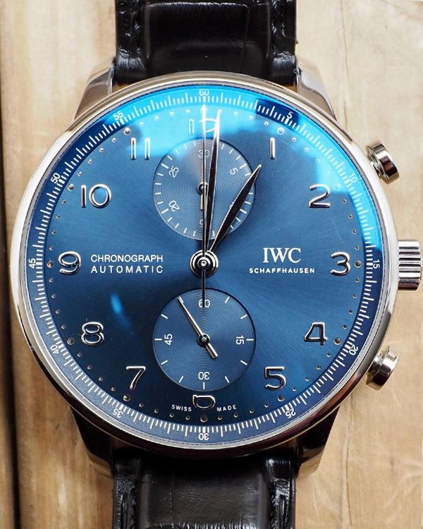 2020 IWC Schaffhausen Portugieser Chronograph 41MM Blue Dial Leather Strap (IW371606)