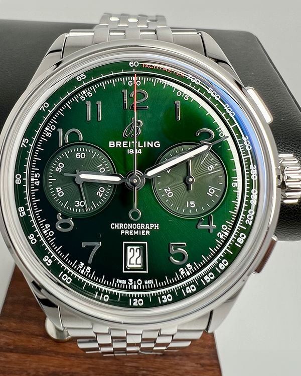 2023 Breitling Premier B01 Chronograph 42MM Green Dial Steel Bracelet (AB0145)