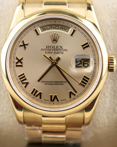 2000 (P Serial) Rolex Day-Date 36MM Champagne Dial Yellow Gold President Bracelet (118208)