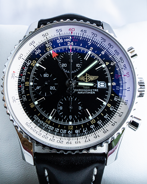 2009 Breitling Navitimer World 46MM Black Dial Leather Strap (A2432212/B726)