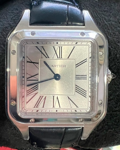 2024 Cartier Santos-Dumont De Cartier 43.5x31.4MM Quartz Silver Dial Leather Strap (WSSA0022)