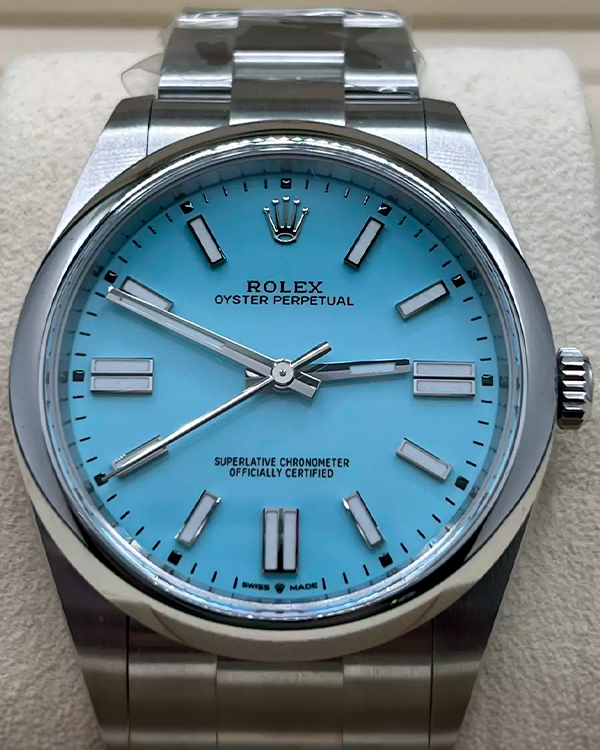 2021 Discontinued Rolex Oyster Perpetual 41MM Turquoise Dial Oyster Bracelet (124300)