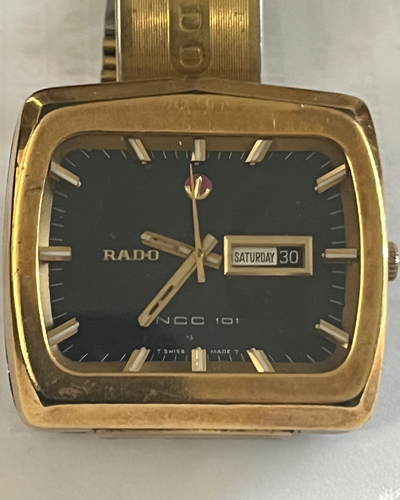 No Reserve - Rado True Square 42MM Black Dial Gold-Plated Steel Bracelet (NCC 101)