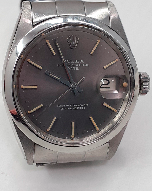 Rolex Oyster Perpetual Date 34MM Grey Dial Steel Bracelet (1500)