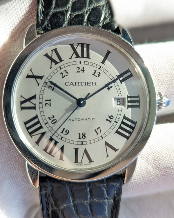 Cartier Ronde Solo De Cartier 42MM Silver Dial Leather Strap (W6701011)