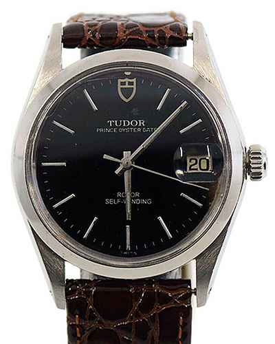 Tudor Prince Oysterdate 34MM Black Dial Leather Strap (75204)