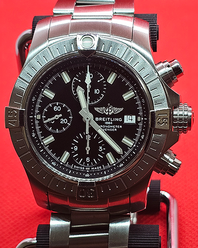 Breitling Avenger Chronograph 43MM Black Dial Steel Bracelet (A13385101B1A1)