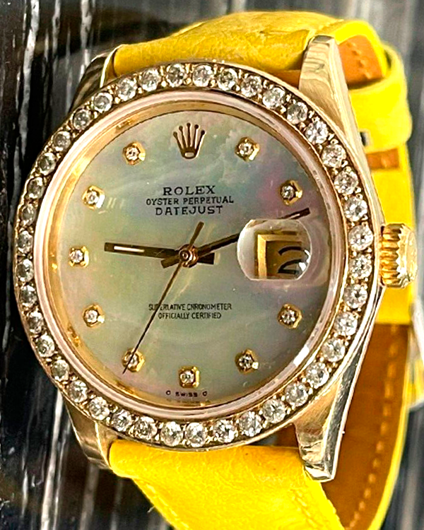 Rolex Datejust 36MM Mother Of Pearl Dial Aftermarket Leather Strap (16018)