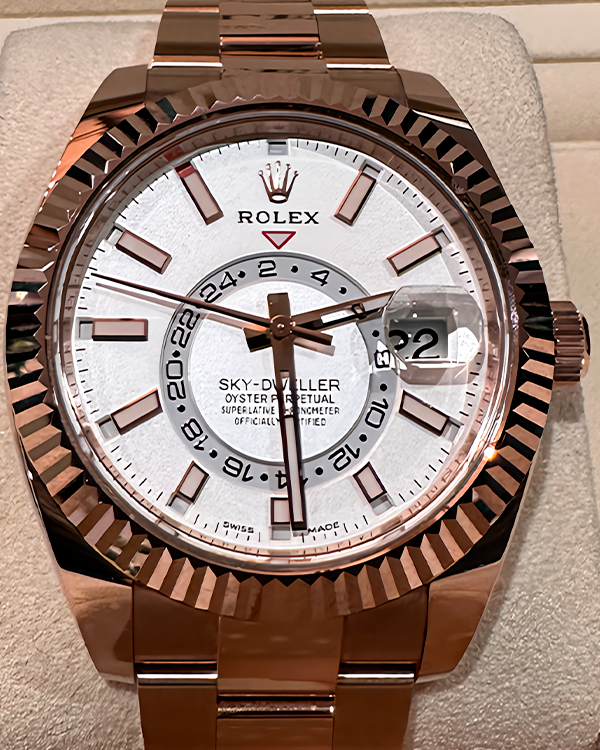 2022 Rolex Sky-Dweller 18K Everose Gold White Dial (326935)