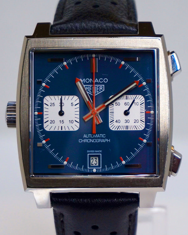 2022 TAG Heuer Monaco Calibre 11 “Steve McQueen” Automatic 39MM Strap Blue Dial (CAW211P.FC6356)