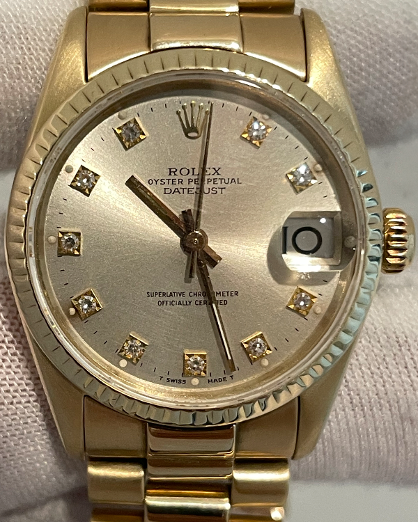 1991 (N Serial) Rolex Datejust 31MM Champagne Dial Yellow Gold President Bracelet (68278)