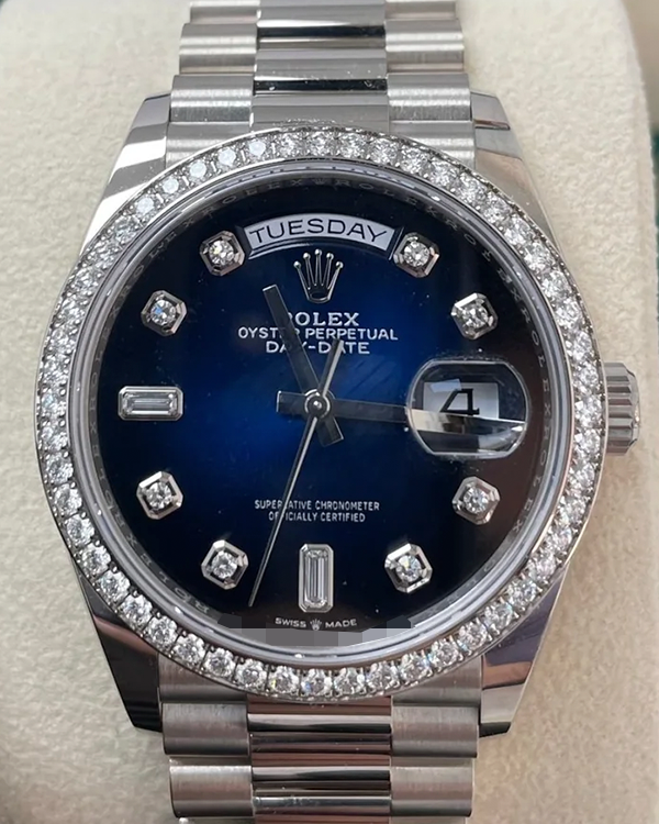 2021 Rolex Day-Date 36MM Blue Dial White Gold President Bracelet (128345RBR)