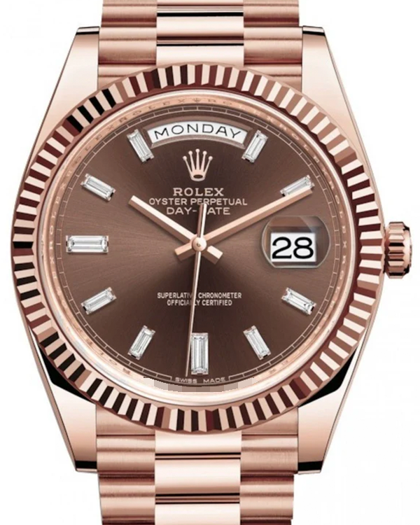 2022 Rolex Day-Date 40MM Chocolate Dial Everose Gold President Bracelet (228235)