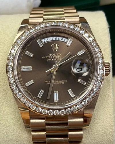 2021 Rolex Day-Date 40MM Chocolate Dial Everose Gold President Bracelet (228345RBR)