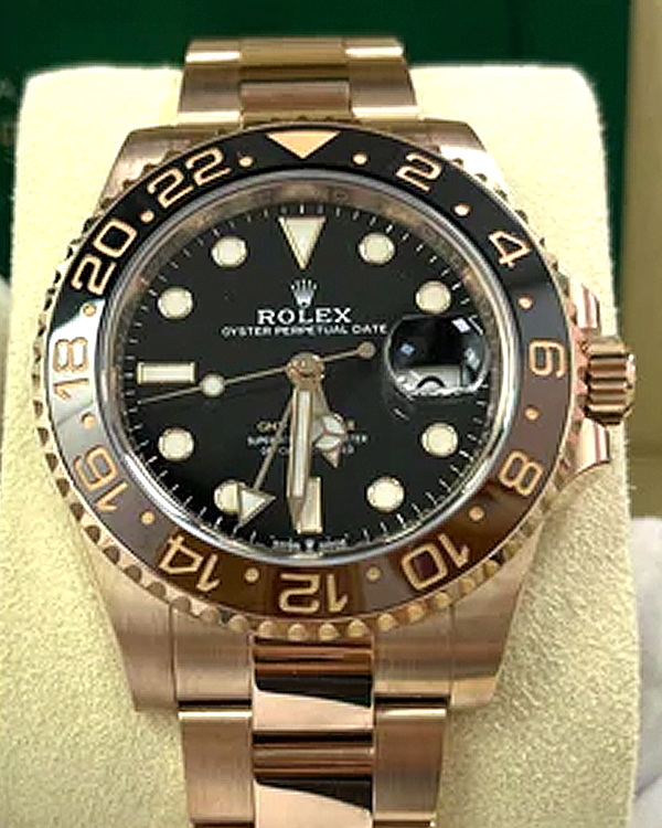 2019 Rolex GMT-Master II "Root Beer" 40MM Black Dial Everose Oyster Bracelet (126715CHNR)