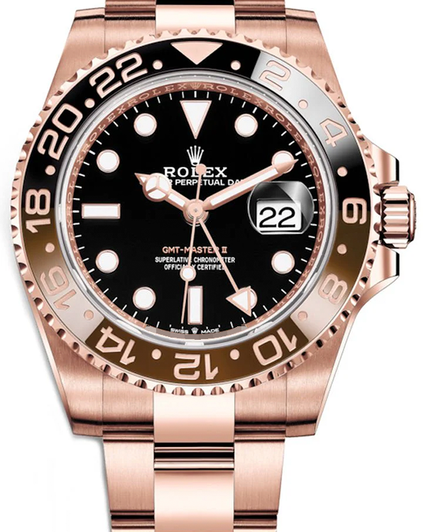 2023 Rolex GMT-Master II "Root Beer" 40MM Black Dial Everose Oyster Bracelet (126715CHNR)