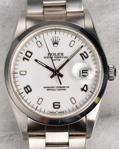 Rolex Oyster Perpetual Date 34MM White Dial Oyster Bracelet (15200)