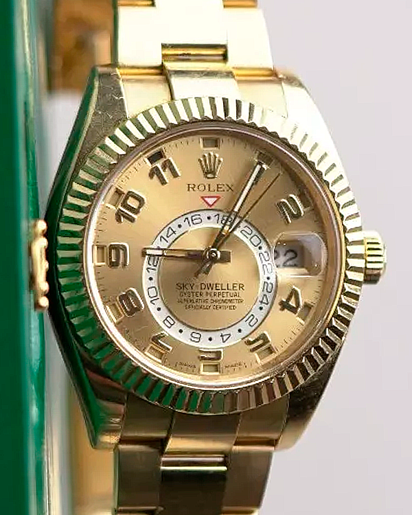 Rolex Sky-Dweller 42MM Champagne Dial Yellow Gold Oyster Bracelet (326336)