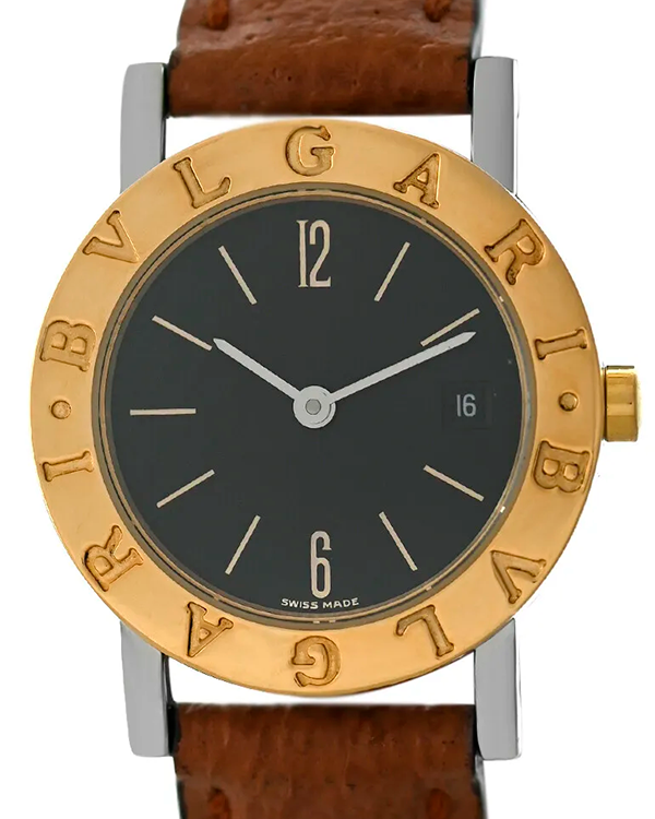 Bulgari Bulgari 26MM Quartz Black Dial Leather Strap (BB26SGL)