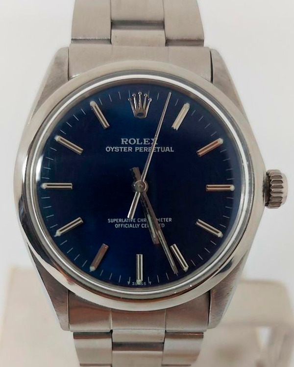 Rolex Oyster Perpetual Vintage 34MM Blue Dial Steel Bracelet (1002)