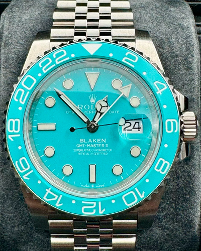 2023 Rolex GMT-Master II "Blaken" 40MM Aftermarket Tiffany Blue Dial Jubilee Bracelet (126710BLNR)