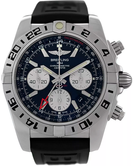 2016 Breitling Chronomat GMT 44MM Black Dial Rubber Strap (AB0420)
