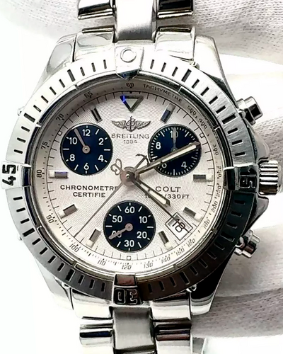 Breitling Colt Chronograph 38MM Quartz Silver Dial Steel Bracelet (A73350)