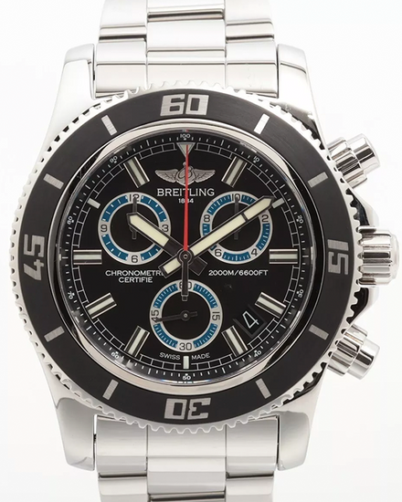 Breitling Superocean Chronograph 46MM Quartz Black Dial Steel Bracelet (A73310)
