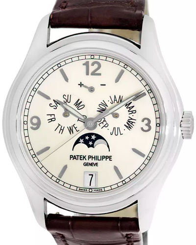 2013 Patek Philippe Annual Calendar Moonphase 39MM White Dial Leather Strap (5146G-001)