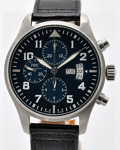 2015 IWC Schaffhausen Pilot Chronograph "Le Petit Prince" 43MM Blue Dial Leather Strap (IW377706)