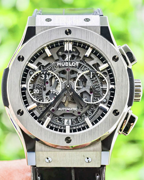 2020 Hublot Classic Fusion Aerofusion 45MM Skeleton Dial Leather Strap (525.NX.0170.LR)