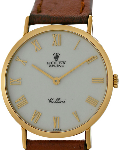 Rolex Cellini Vintage 32MM White Dial Aftermarket Leather Strap (4112)