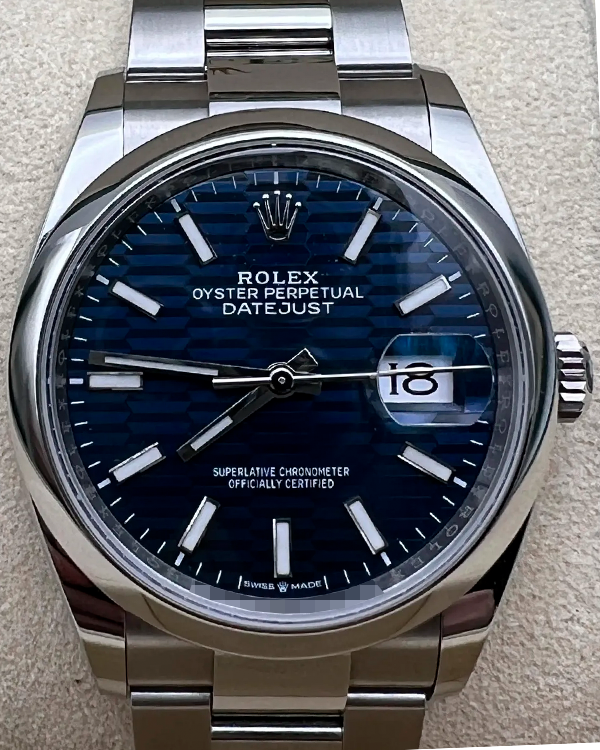 2023 Rolex Datejust 36MM Motif Blue Dial Oyster Bracelet (126200)