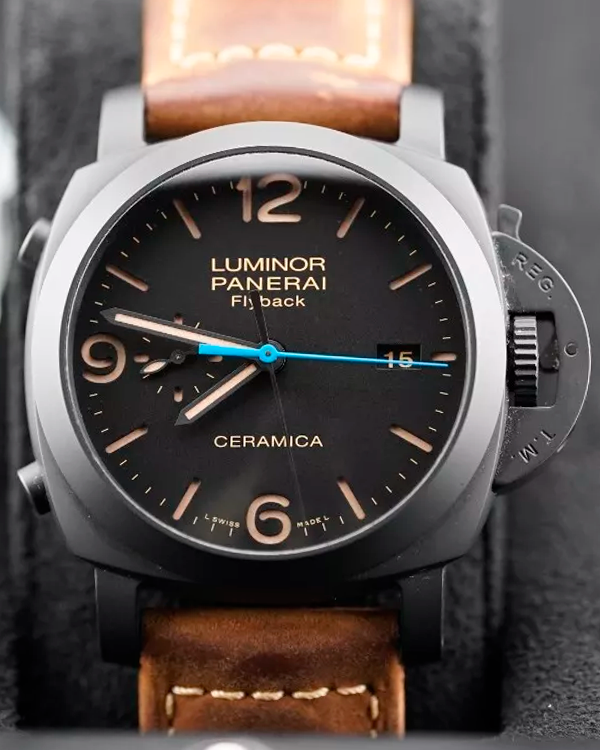 2018 Panerai Luminor 1950 3 Days Chrono Flyback L.E. 44MM Black Dial Leather Strap (PAM00580)