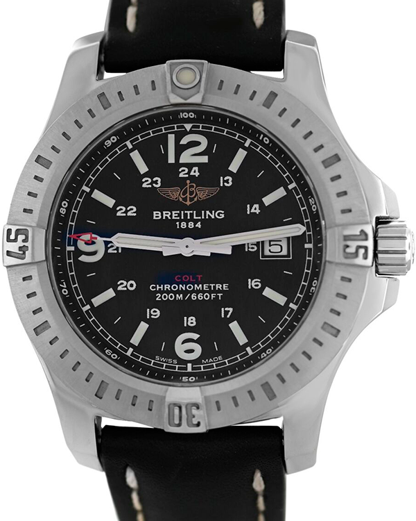 2016 Breitling Colt 44MM Quartz Black Dial Leather Strap (A74388)