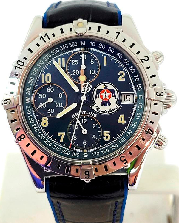 Breitling Chonomat GMT "Thunderbirds" 40MM Blue Dial Leather/Rubber Strap (A20048)