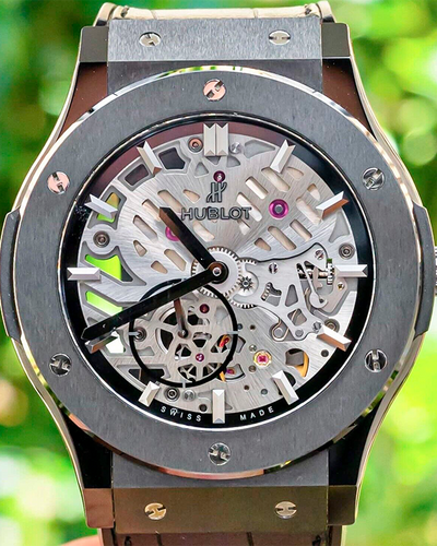 Hublot Classic Fusion Ultra-Thin 45MM Skeleton Dial Leather Strap (515.CM.0140.LR)