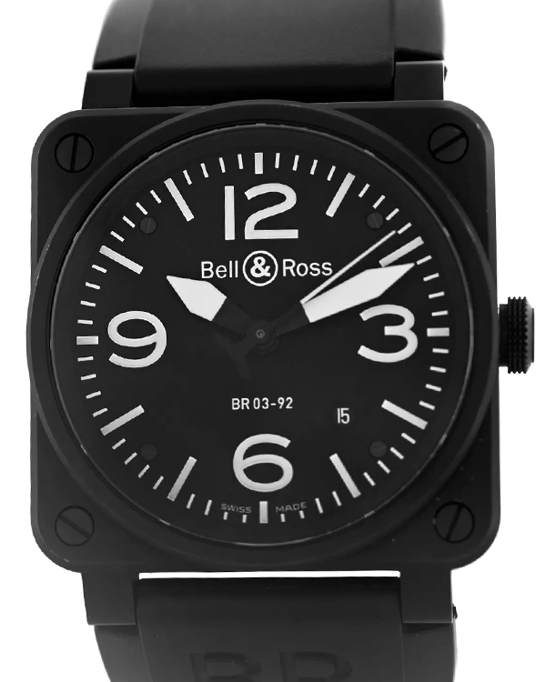 2012 Bell & Ross Aviation 42MM Black Dial Rubber Strap (BR03-92)