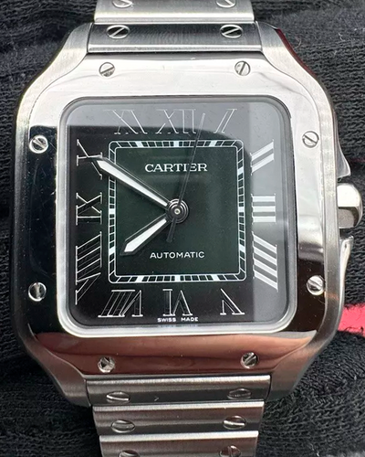 2023 Cartier Santos De Cartier 35MM Green Dial Steel Bracelet (WSSA0061)