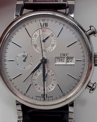 IWC Schaffhausen Portofino Chronograph 42MM Silver Dial Leather Strap (IW391027)