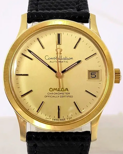 Omega Constellation Vintage 33MM Champagne Dial Leather Strap (166.052)
