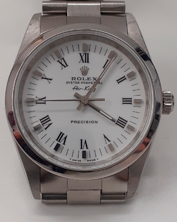 1997 (U Series) Rolex Air King Precision 34MM White Dial Steel Oyster Bracelet (14000)