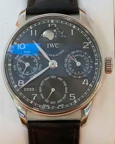 IWC Schaffhausen Portugieser Perpetual Calendar 42.3MM Grey Dial Leather Strap (IW5022-18)