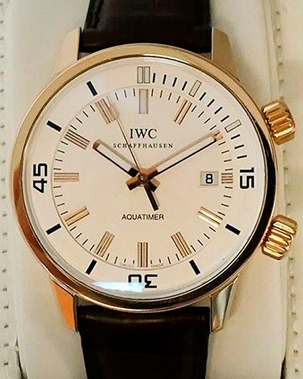 IWC Schaffhausen Aquatimer Vintage 44MM Silver Dial Leather Strap (IW323103)