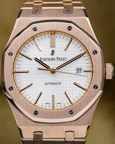 2015 Audemars Piguet Royal Oak Selfwinding 41MM White Dial Rose Gold Bracelet (15400OR.OO.1220OR.02)