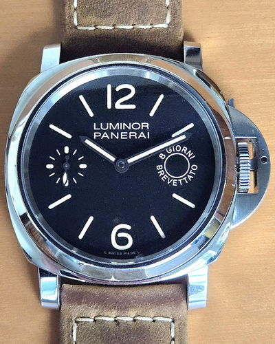 2016 Panerai Luminor Marina 8 Days 44MM Black Dial Leather Strap (PAM00590)